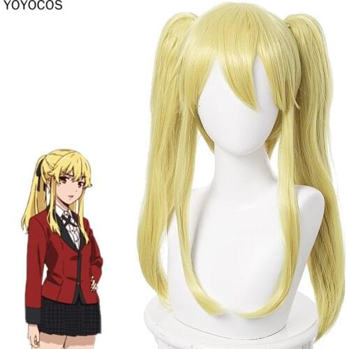 YOYOCOS Kakegurui Cosplay Compulsive Gambler Mary Saotome Meari Cosplay Wig Blonde Ponytail Hair Heat Resistant Synthetic Hair