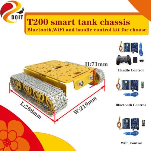 With Control Kit T200 Full Metal Smart Crawler RC Robot Tank Chassis With High Torque Motor for DIY Metal Track Education Toy