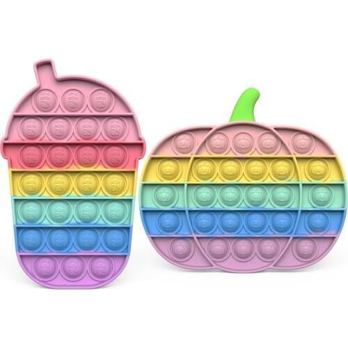 Push Up Bubble Kids Fidget Toy Rainbow Lion Tiger Bear Shape Antistress Hand Push Bubbles Sensory Decompression Toys For Child