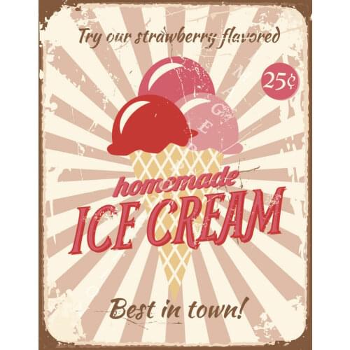 HOMEMADE ICE CREAM BEST IN TOWN METAL TIN SIGN POSTER WALL PLAQUE