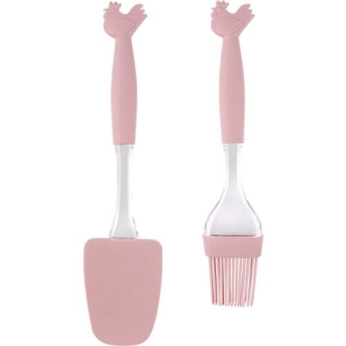 Barbecue Brushes Shovel/Brush Multi Purpose Cock Handle Silicone Portable Kitchen Supplies DIY Baking 1Pcs Pink