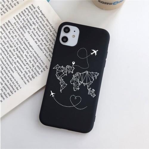 Popular World Map Travel Airplane Phone Case For iphone X XR XS MAX 11 12 Pro Max 6s 7 8 Plus SE 2020 Back Soft Silicone Cover