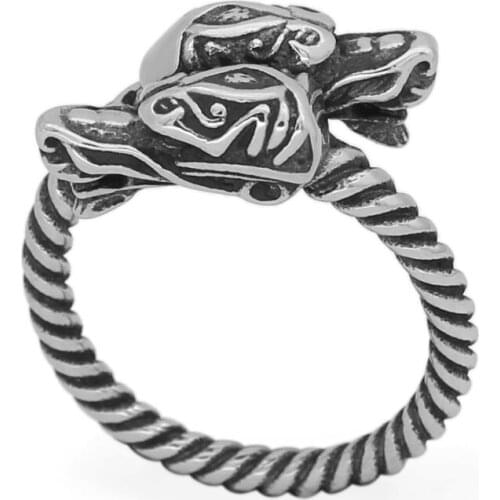 Nordic Viking amulet Norse dragon Scandinavian knot Amulet Stainless Steel Ring with Valknut Rune Gift Bag