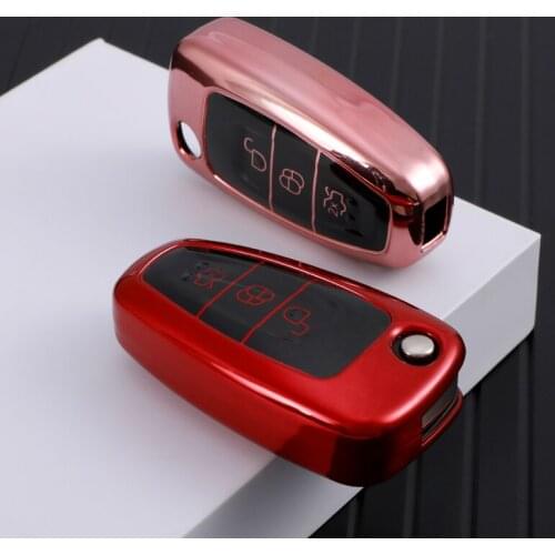 For Ford Focus C-Max S-Max Galaxy Mondeo Ranger Transit Tourneo Custom TPU Car Folding Key Case Cover Bag Keychain Protector