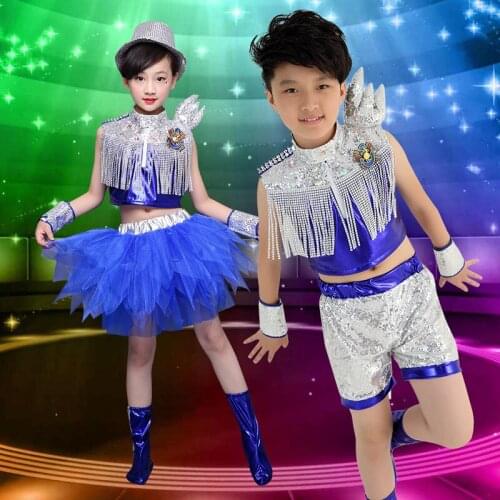 Girls Sequin Ballroom Jazz Hip Hop Dance Competition Costume Tank Tops Shorts for Kids Tassels Dancing Clothing Clothes Wear