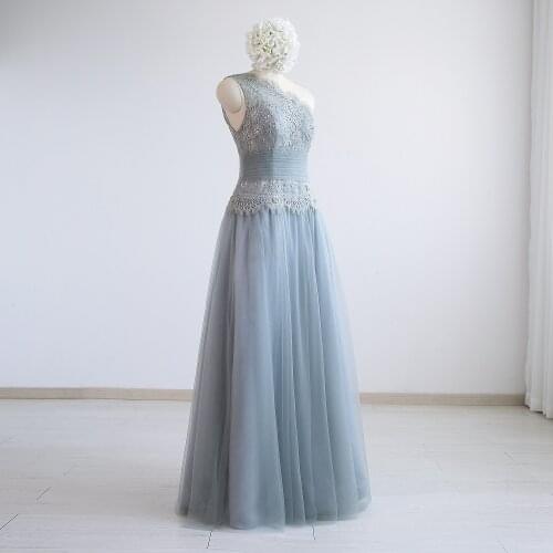 Tulle Lace One Shoulder Floor-Length A-Line Sleeveless Wedding Party Mother Of The Bride Dresses Custom Made