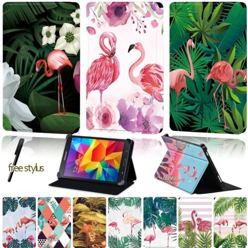 Universal PU Leather Tablet Case for Samsung Galaxy Tab 2/Tab 3 /Tab 4 /Tab 10.1/Tab 10.1 LTE Flamingo Pattern Protective Sleeve
