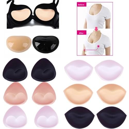 2Pair Sponge Women Bra Pads Swimsuit Bikini Pads Push Up Breast Enhancer Removeable Bra Padding Inserts Cups Bra Accessories
