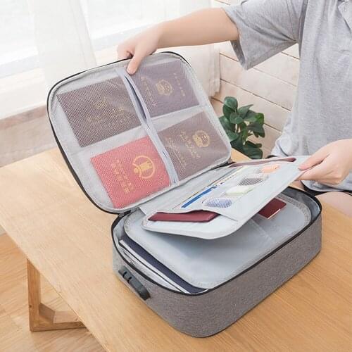 Large Capacity Multi-Layer Document Tickets Storage Bag File Organizer Case Home Travel Passport Briefcase Home