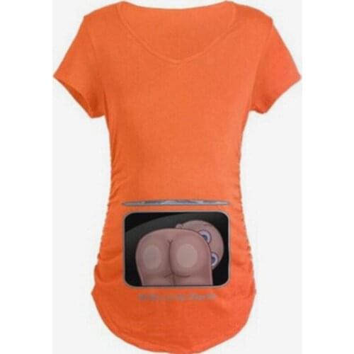 Funny Maternity Pregnancy Shirts T Shirt Maternity Fashion for Pregnant Women Plus Size Print Maternity Tees YF43