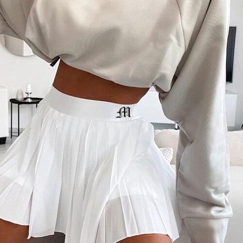 White Pleated Skirt Short Woman Elastic Waist Mini Skirts Sexy Mircro Summer Embroidery Mini Tennis Skirt New Preppy
