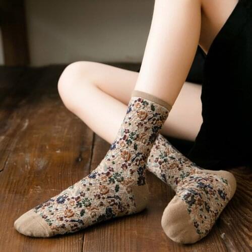 Retro Ethnic Flowers Style Autumn Winter Cotton Women Socks Casual Comfortable Ladies 2020 New Cute Spring Girls Harajuku Crew