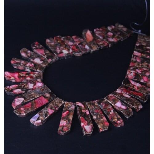 15.5"strand Rose Red&Brown Ocean Emperor Stone Top Drilled Raw Slice Beads,Sea Sediment Jaspers Slab Pendant Necklace Making