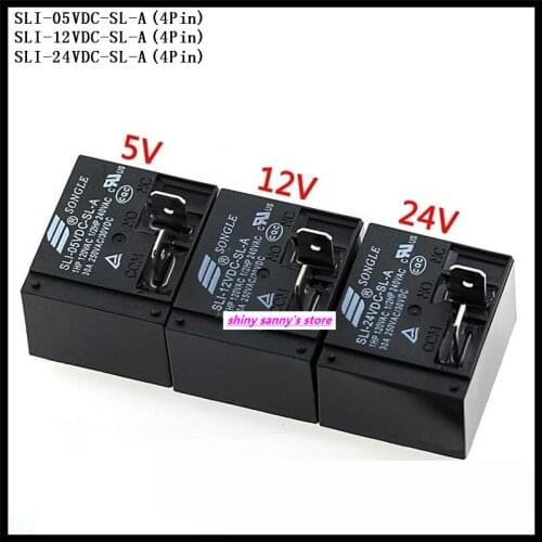2pcs/Lot SONGLE Power Relay SLI-05VDC-SL-A , SLI-12VDC-SL-A , SLI-24VDC-SL-A 4Pin 5V 12V 24V 30A T93 Brand New