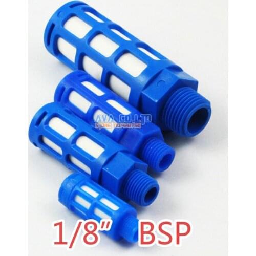 40 Pieces 1/8" BSP Pneumatic Blue Plastic Silencer Connector Noise Reduce Air Valve Muffler Fitting