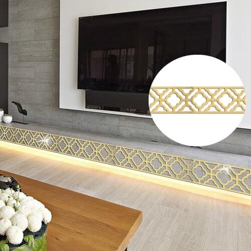 3d Acrylic Mirrored Wall Stickers Skirting Line Waistline Decor Living Room Backdrop Wall Decoration Bedroom Wallstickers