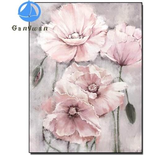 Pink Grey Floral Diamond Painting Full Square round drill Needlework Embroidery Home Decor Gift Picture Of Rhinestones Handmade