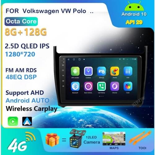 9" 2din 4+64G DSP Carplay Android 10 Car Radio Multimedia Video Player GPS Navigation For Volkswagen VW Polo 2008-2015 Head Unit