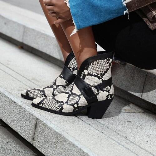 Ankle boots for women low heel Short Boot Pointed Toe Chunky Heels Womens shoes Female Chelsea boots 2020 Autumn Winter 34-43