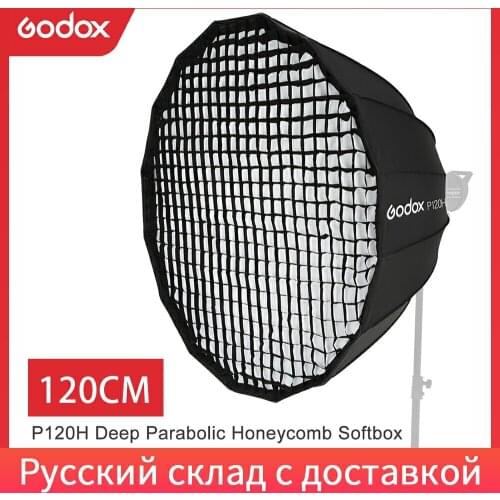 Godox P120H 120CM Portable Deep Parabolic Honeycomb Grid Softbox Bowens Mount Studio Flash Reflector Photo Studio Softbox