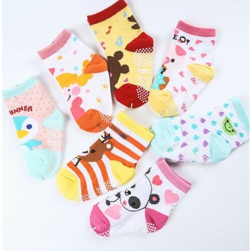 1-3 years old Cartoon children cotton socks anti-skid socks 10 pairs of children socks w056