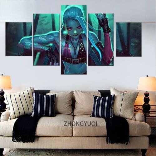Game Art Paintings League of Legends Jinx Game Poster Canvas Art for Home Decor