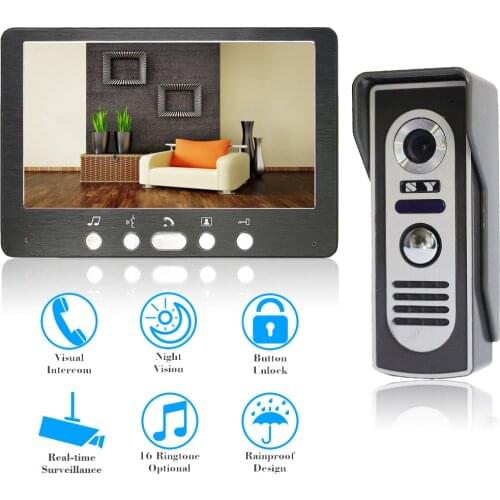 Intercom for home 7 inch Wired Video Door Phone Unlock Video Intercom with Camer kit Rainproof IR Night Vision