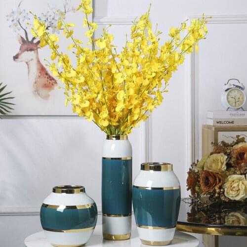 Ceramic Vase Golden Round Glaze Abstract Origami Flower Arrangement Hydroponics Handicraft Ornaments Home Decoration