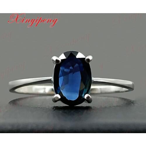 18 k white gold with natural sapphire ring blue men fine jewelry Classic contracted