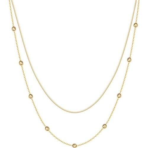 Mavis Hare Stainless Steel SLEEK Snake Choker Necklace Layered bobble Double Layer as Mothers Day Gift