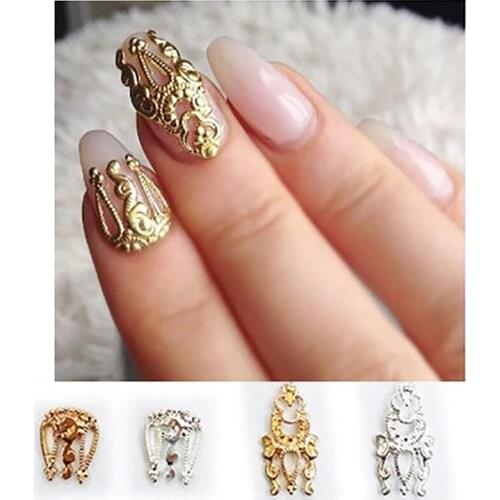 10pcs 3D Alloy Nailsart Decoration Metal Gold &Silver Nail Jewelry Nail Beauty Accessories Japanese Retro Manicure Charms