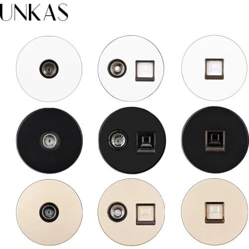 UNKAS DIY Modules Matching TV Connector Jack RJ45 Computer Internet Port For Wall Power Socket Free Combination Outlet