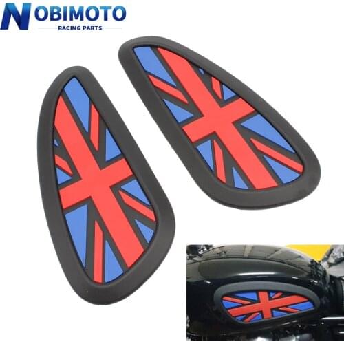 Motorcycle Fuel tank Rubber Sticker Cafe Racer Gas Protector Sheath Knee Tank pad Grip Decal the Union Jack Logo NobiMotor