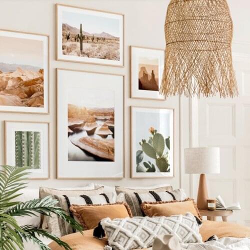 Sunset Desert Road Cactus Canyon Travel Wall Art Canvas Painting Nordic Posters And Prints Wall Pictures For Living Room Decor