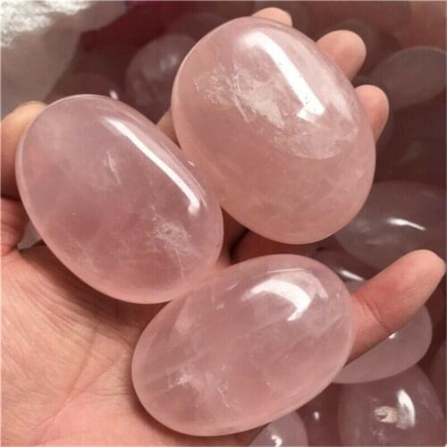 Natural gemstone rose quartz palm crystals healing stones for home decor