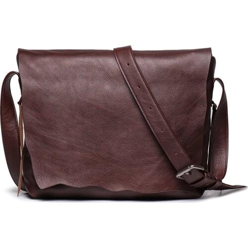 Nesitu High Quality Vintage A4 Brown Coffee Full Grain Vegatable Tanned Genuine Leather Messenger Bags Male Shoulder Bag M9034