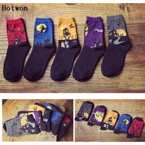New Fashion Art Cotton Halloween Socks Painting Character Pattern For Women Men Lady Girl Unisex Ankle Hot Sale