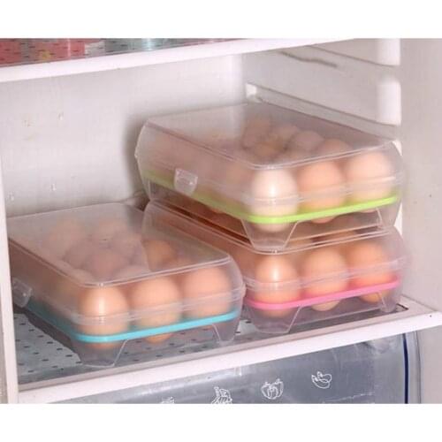 15 Grid Egg Box Organizer Kitchen Case Refrigerator Storage Box Crisper Container Storage Box Plastic Box Home Fridge Organizer