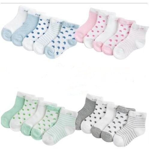 0-3 Year 5 Pairs Pack Wholesale Baby Socks Childrens Summer Mesh Socks Ultra-thin Breathable Stars Moon Boys Girls Kids Socks
