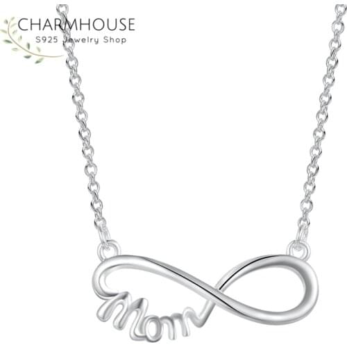 Pure Silver 925 Necklaces For Women Collier Femme Infinity Mom Pendant & Necklace Chains Fashion Jewelry Mothers Day Gifts