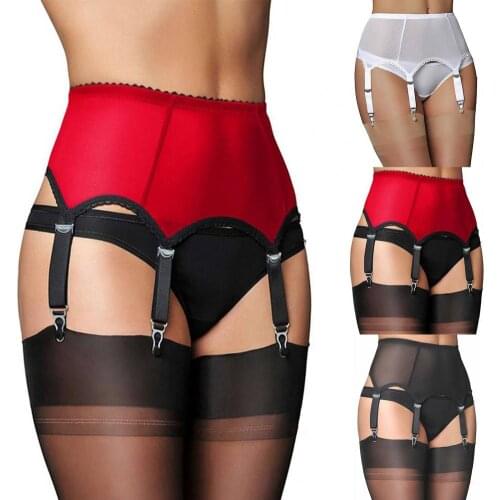 Sexy Women Mesh Garter Belt Stockings 6 Six Clips Garter Buckles Straps Suspender Elastic Belt Garters Night Club Femme Underwea