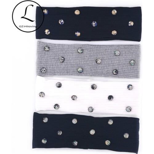 Casual Metallic Bead Women Ribbed Headbands 2019 New Summer Thin Stretch Head wrap Hair Bands Accessories For Girls Ladies Gifts