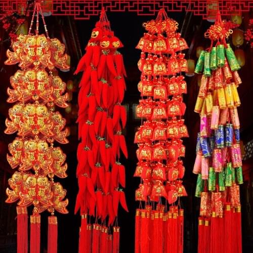 Spring festival decoration new year goods pendant spring festival supplies red pepper pendant firecrackers string living room