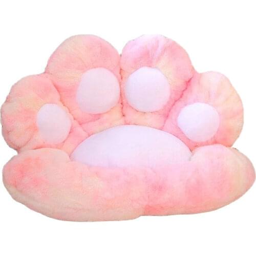 Fluffy Colourful Rainbow Peacock Blue Bear Paw Shape Plush Chair Cushion Stuffed Cat Paw Floor Mat Pets Dog Nest Xmas for Girl