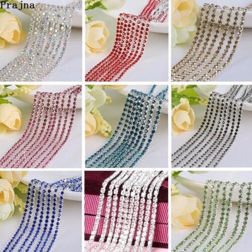 1 Yard Colorful Rhinestone Cup Chain Fine AB Claw Rhinestones DIY Silver Base Crystal Accessories for Party Dinner Dress Shoes D