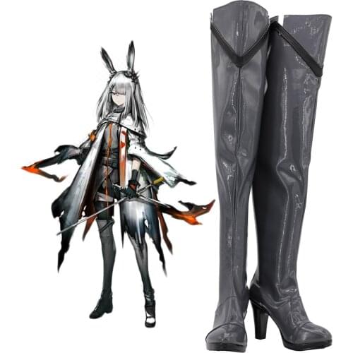 Arknights Frostnova Cosplay Boots Over Knee Shoes Frostnova Grey High Heel Boots Custom Made