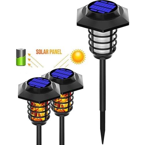 LED Solar Garden Lawn Lights Outdoor Flame Lamp Waterproof Landscape warm/cold White Lighting For Pathway Patio Yard Decoration