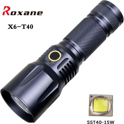 Roxane X6-T40 LED flashlight USB direct charge 26650 battery super bright bicycle light portable light spotlight long-range ligh