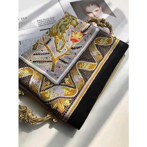 Intellectual retro beauty Mulberry silk scarf square scarf Autumn style Western fashion abstract silk scarf shawl
