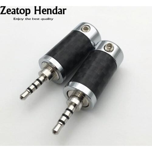 1Pcs HiFi 2.5mm 4 Pole Male Stereo Jack Gold / Rhodium Plated Carbon Fiber Repair Headphone 2.5 Audio Plug Solder Connector